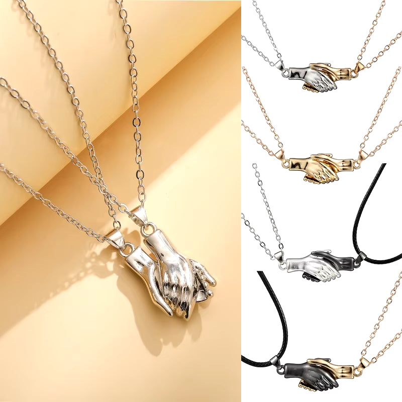 Magnetic Couple Necklace - Hand-in-Hand Pendant Set for Lovers